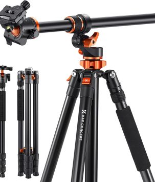 K&F Concept 90 inch/230cm Ultra High Camera Tripod,Horizontal Overhead Shooting Travel Tripods with Metal Ball Head 10KG Load Capacity,Detachable Monopod, for Indoor and Outdoor Use T254A7+BH-28L